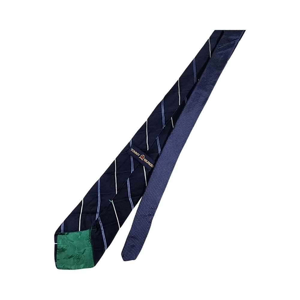 Tommy Hilfiger Mens Navy Silk Striped Navy‎ Classic Necktie